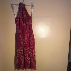 Burgundy patterned dress. Size Large
